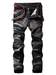 2026 New Retro-Style Men's Coffee Brown Jeans, Fashionable Casual Trousers, Blue Denim Pants, Asian