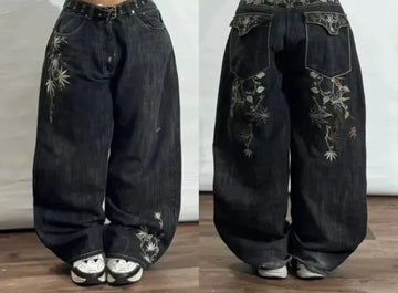 Jeans Baggy Oversize Y2K con Stampa Americana, Stile Harajuku Hip Hop, Pantaloni Larghi Casual da Donna