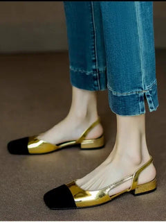 Sandali Donna Estivi 2026 Nuovi Colori Misti Ciabatte Slip-on Oro Tacco Basso Sgback Stile Romano Scarpe Casual Basse da Ragazza