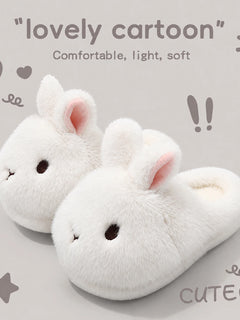 Cute Brown Bunny Plush Slippers Women Winter Warm Rebound Soft Sole House Shoes Indoor Fuzzy Non-Slip Comfortable Home Footwear