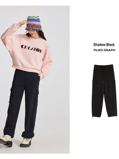 Metersbonwe Women Cargo Sweatpans Joggers Loose Fit Soft Knit Pants With Pocket Drawstring Elastic Waist Athletic Casual Trouser