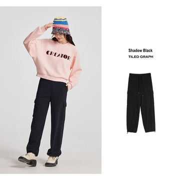 Metersbonwe Women Cargo Sweatpans Joggers Loose Fit Soft Knit Pants With Pocket Drawstring Elastic Waist Athletic Casual Trouser