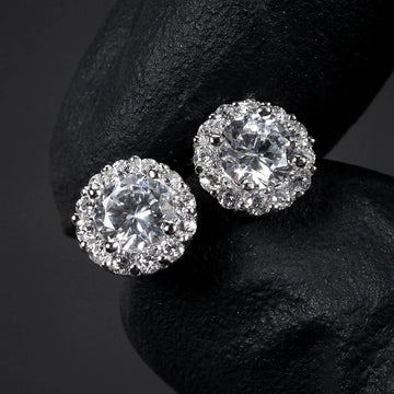 Huitan AA Orecchini con zirconi cubici per donne/uomini Orecchini di coppia squisiti Regalo di anniversario fantasia Gioielli alla moda di colore argento platinumshop