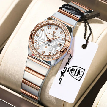 Orologio da donna POEDAGAR, raffinato, impermeabile, luminoso, con datario, in acciaio inossidabile, elegante orologio da polso al quarzo per donna. platinumshop