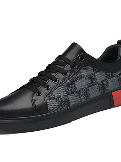 Europe New Shoes for Men Genuine Leather Casual Shoes Cool Black Flat Skateboard Shoes Street Fashion Sneakers