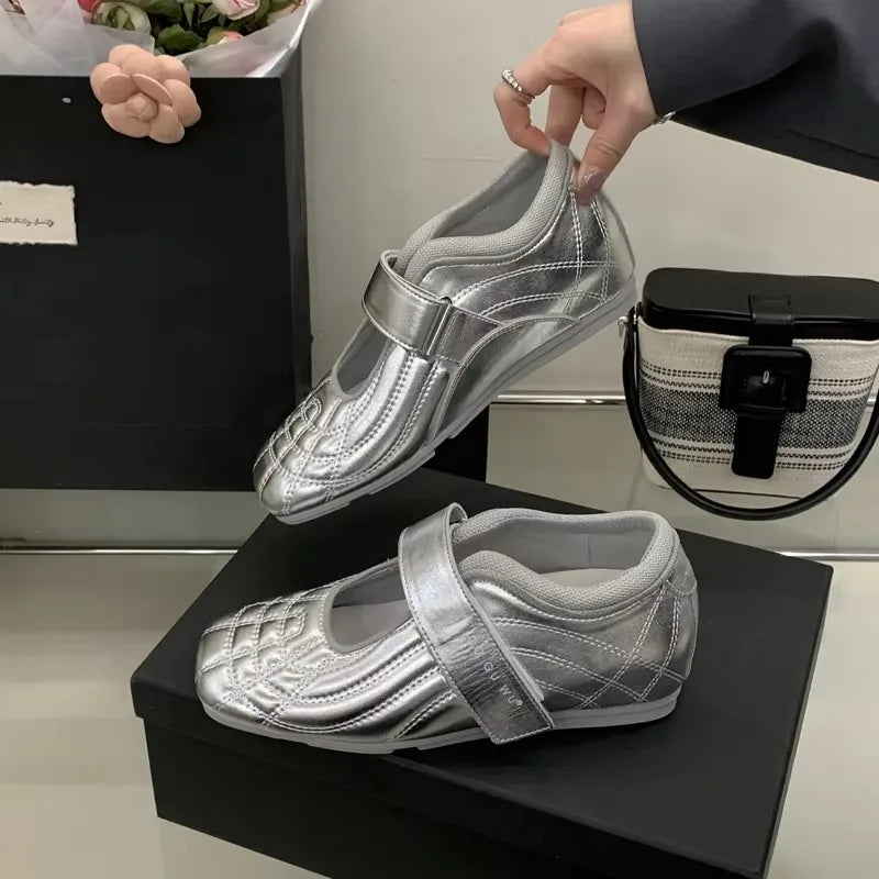 Low Heels Silver Shoes Women Pointed Toe Lace Up Sports Style High Heels Comfort Ladies Pumps Black Spring 2025 Shoes