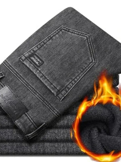 Spring Autumn New Men's Pure Black Slim Jeans Elastic Straight Pants Business Fashion Leisure Korean Vintage Denim Pants Male