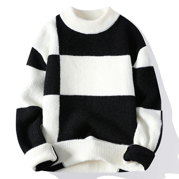 2023 New Style Turtleneck Sweater Men Pullovers Autumn Winter Soft Lightweight Warm Knitted Jumper Hombre Plaid Sweater