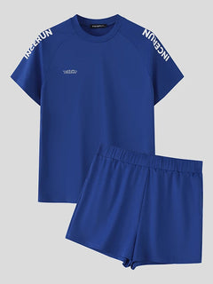 INCERUN Set da uomo Stampa Allenamento estivo T-shirt a maniche corte casual e pantaloncini Set da due pezzi Streetwear 2025 Abiti da uomo di moda