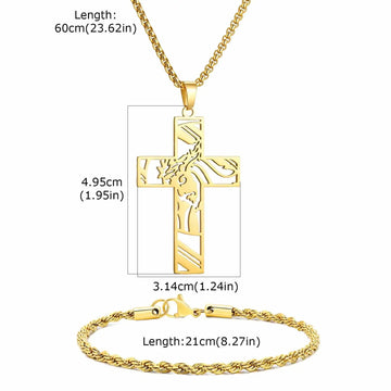 Vnox Set di 2 Pezzi Collana con Ciondolo e Bracciale da Uomo, Set di Gioielli in Acciaio Inossidabile Colore Nero Oro Argento, Regali di Gioielleria alla Moda platinumshop
