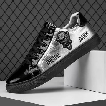 Men Casual Shoes Patent Leather Flats Skate Men Cool Driving Shoes Male Walking Shoes Sneakers Dress Trend the Latest Leisure