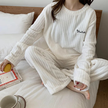 New 2026 Couple Pajamas Set Women's Thickened Fleece-lined Coral Velvet Men Sleepwear For Winter Cute Cat Homewear