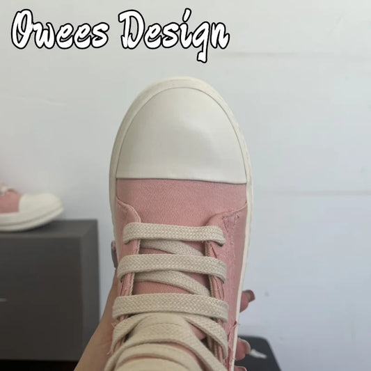 Brand Designer Women Sneaker Men Shoes High Quality Pink Fashion Zip High Top Street Thick-sole Luxury Canvas Ankle Boots