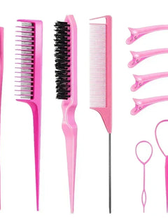 3-10pcs Hair Styling Comb Set Teasing Hair Brush Triple Teasing Comb Rat Tail Combs Edge Brush Hair Tail Tools Braid Tool Loop 2028