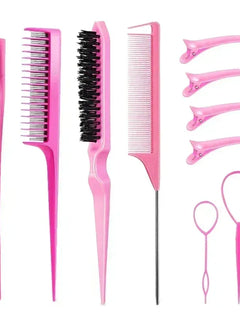 3-10pcs Hair Styling Comb Set Teasing Hair Brush Triple Teasing Comb Rat Tail Combs Edge Brush Hair Tail Tools Braid Tool Loop 2028