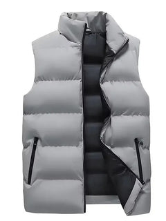 Korean Style Autumn Winter New Style Minimalist Casual Down Vest Outerwear Gilet Warm Sleeveless Padded Jacket For Men