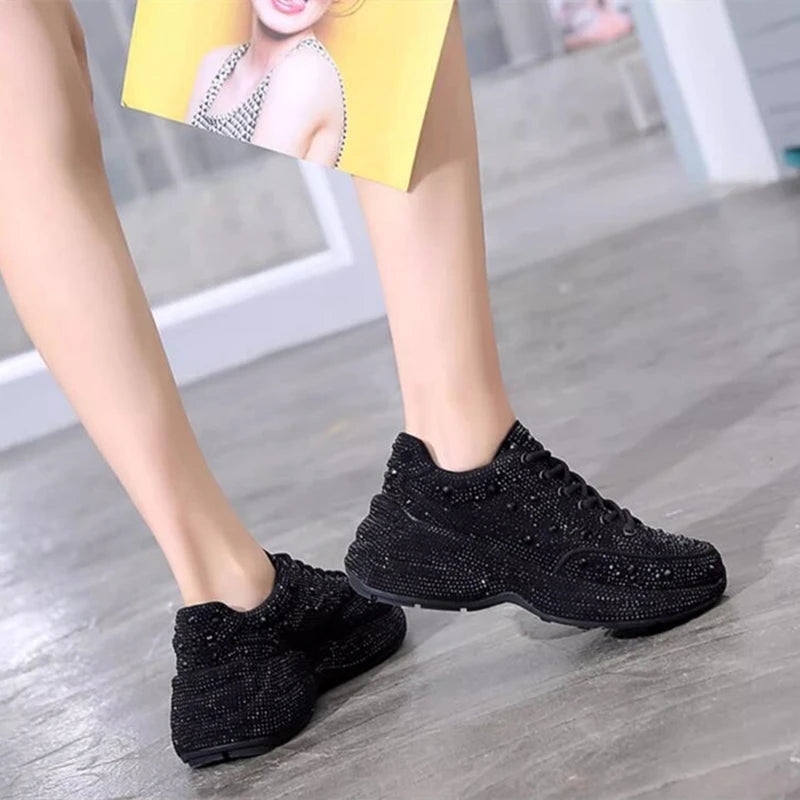 AIYUQI Women Sneakers Platform 2024 Rhinestone Sponge CakeWomen Casual Shoes Large Size Sneakers For Women