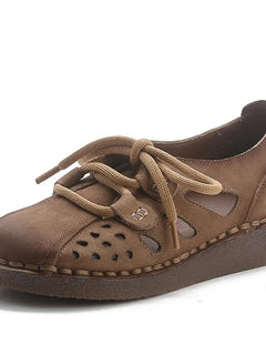 Sandali Slip-on in Pelle da Donna 2026 Nuovo Stile, Sandali con Suola Spessa da Donna, Scarpe Retrò Stile Mamma con Fori, Sandali di Lusso da Donna