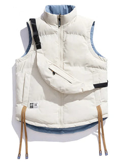 Male Vest Autumn Winter Down Cotton Vest Plus Size Men's Korean Coats with Bag Trendy Sleeveless Shoulder Jacket Clothing M-7XL