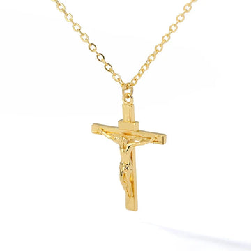 Christian Jesus Cross Necklace For Women Men Stainless Steel Chains Choker Religion Cross Pendants Jewelry Prayer Baptism Gifts PlatiNum