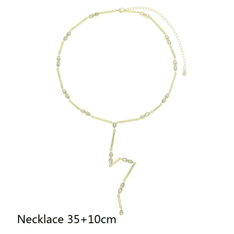 Barra geometrica a goccia Cubic Zirconia CZ Catena a maglie Lunga Y Lariat Collana di moda donna sexy 2026 Nuovo arrivato