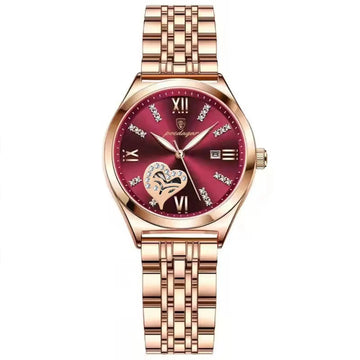 POEDAGAR Orologi di lusso da donna Orologio da donna impermeabile con data luminosa in acciaio inossidabile Orologio da polso da donna al quarzo alla moda elegante platinumshop