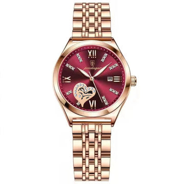 POEDAGAR Orologi di lusso da donna Orologio da donna impermeabile con data luminosa in acciaio inossidabile Orologio da polso da donna al quarzo alla moda elegante platinumshop