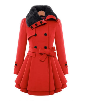 women woolen coat 2026 New fitted mid-length woolen coat double-breasted thickened overcoat + belt women's clothing