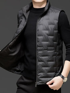 Winter New Arrival Men's Black Stand-Up Collar Sleeveless Down Vest Jacket, Business Casual Coat, Asian Sizes M-4XL. New2026