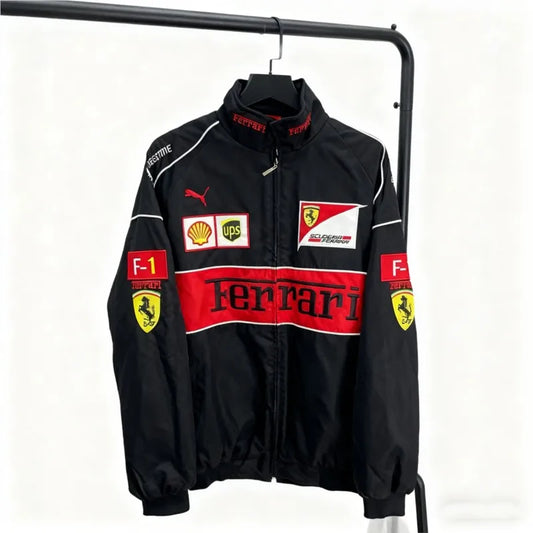 Fashion F1 Racing Embroidered Jacket Riding Jacket Men Women Locomotive Coat For Ferrari SP1 812 F40 SF90 458 488 599 612 FF F12