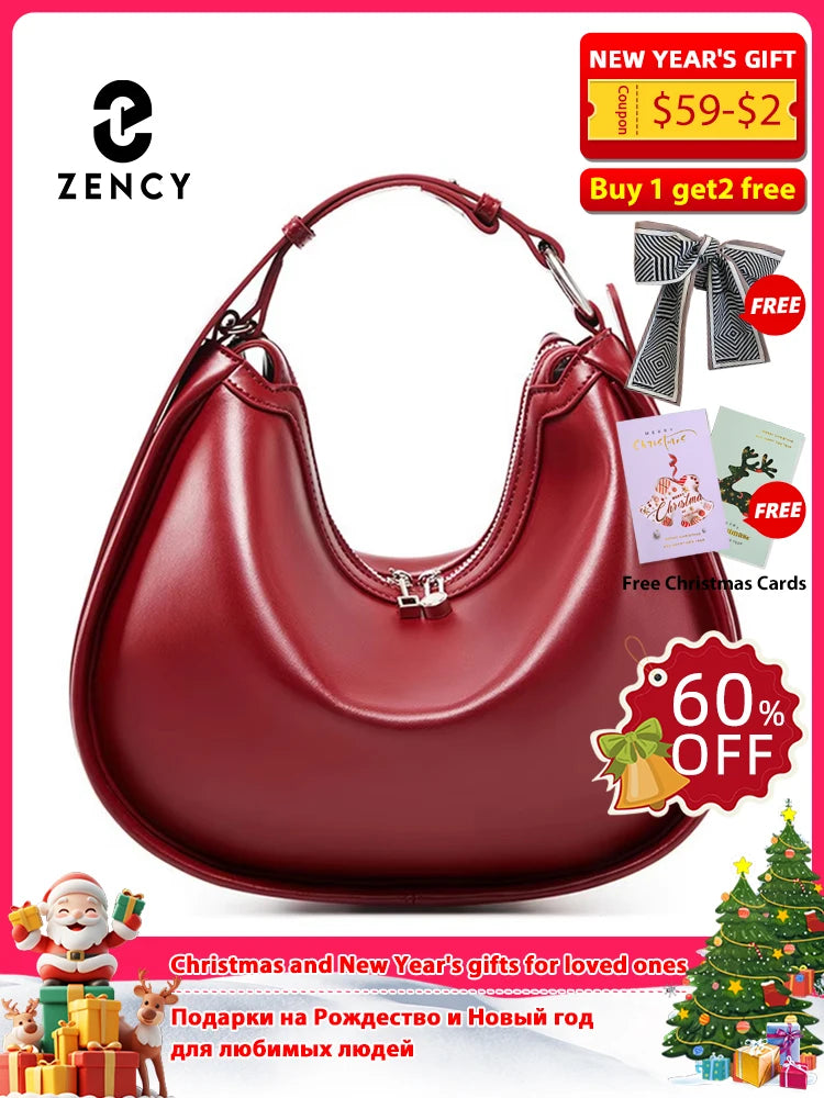 Zency Borsa da donna in vera pelle premium Borsa hobo di lusso Borsa a tracolla moda di grande capacità per moglie amante ragazza regalo Sac