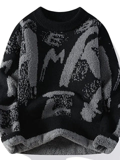 Autumn Winter Men Knitted Sweater Panda Printing Casual Round Neck Pullovers Sweater Designer Quality Men Clothing Jumper
