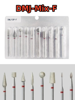 10Pcs/set Diamond Nail Drill Bit Set Nail Diamond Milling Cutter for Manicure 3/32" Burr Electric Nail File Cuticle Remover Tool 2028
