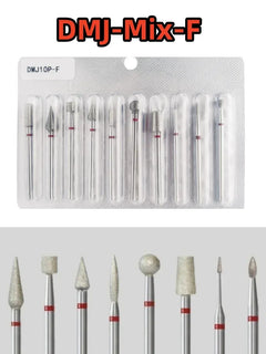 10Pcs/set Diamond Nail Drill Bit Set Nail Diamond Milling Cutter for Manicure 3/32" Burr Electric Nail File Cuticle Remover Tool 2028