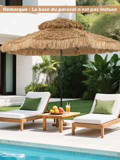 Ombrellone Tiki con Tetto in Paglia da 299 cm, Parasole Tropicale Hawaiano 30 ° Tettoia Ventilata Regolabile a 2 Sezioni Staccabili per Patio, Piscina, Spiaggia