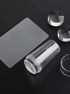 Transparent Nail Stamper with Scraper 2-Piece Set, Silicone Head Stamper for French Nail Printing, Nail Art Stamping Template, Nail Care Products