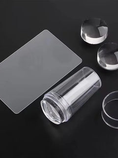 Transparent Nail Stamper with Scraper 2-Piece Set, Silicone Head Stamper for French Nail Printing, Nail Art Stamping Template, Nail Care Products