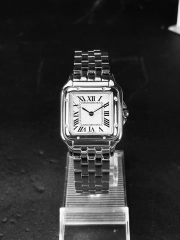 Classico orologio al quarzo quadrato retrò con numeri romani, orologio da coppia, orologio da uomo e da donna di lusso, regalo alla moda in acciaio inossidabile platinumshop