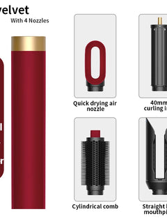 Professional 6 in 1 Cold Hot Air Styling Brush Hair Dryer Curling Iron Straightener Flat Iron 1700W Fast Dry Voluminous Waves