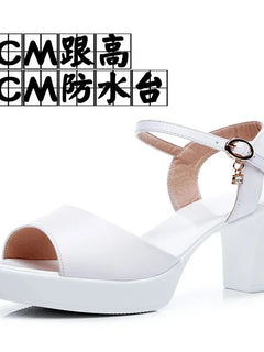 Size 32-43 2024 Genuine Leather Fashion Fish Mouth Women'S High Heel Summer Shoes Dress Sandals Female Woman Sandals Platform