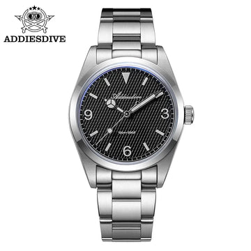 ADDIESDIVE Men's VH31 Quartz Watch Super Luminous 36mm Bubble Glass Wristwatch 100m Waterproof 316L Stainless Steel Watches Male