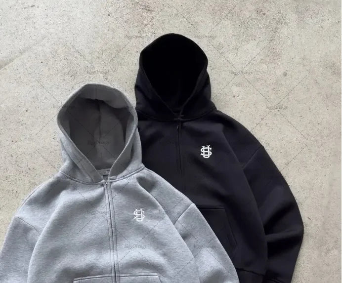 2025 set di abbigliamento da uomo con design ricamato alla moda europea e americana Y2k street Harajuku tuta casual da coppia allentata gotica