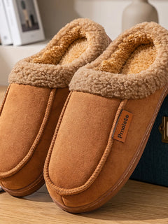 Winter New Men's Imitation Deer Skin Slippers TPR Bottom Warm and Comfortable Indoor Slippers Suitable for Home Wear anti Slip