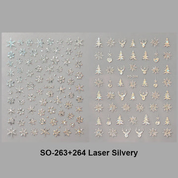 2pc Holographic Christmas Nail Art Stickers Iridescent Laser Snowflake Deer Tree Winter Slider Decals New Year Manicure 2027