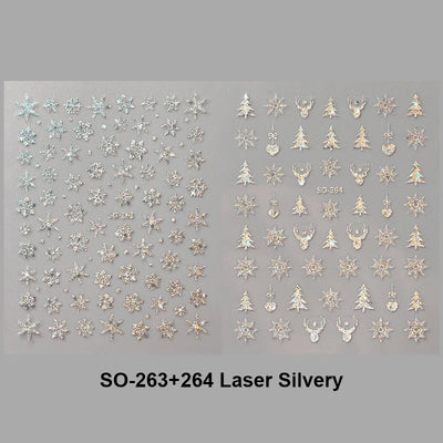 2pc Holographic Christmas Nail Art Stickers Iridescent Laser Snowflake Deer Tree Winter Slider Decals New Year Manicure 2027
