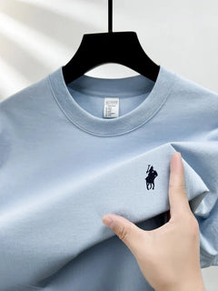 T-shirt da uomo girocollo manica corta in puro cotone 100% vendita calda marchio di lusso estate squisito ricamo pony top traspirante