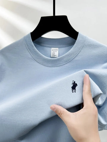 T-shirt da uomo girocollo manica corta in puro cotone 100% vendita calda marchio di lusso estate squisito ricamo pony top traspirante