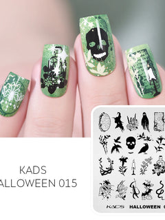 KADS Halloween Nail Stamping Plates skull Pumpkin Bat Template Stencils Nail Art Stamp Image Plate Manicure Nail Print Tool