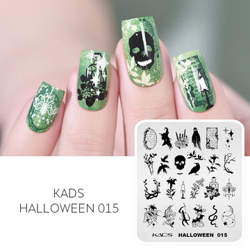 KADS Halloween Nail Stamping Plates skull Pumpkin Bat Template Stencils Nail Art Stamp Image Plate Manicure Nail Print Tool