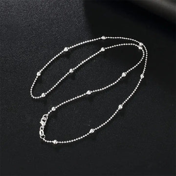 Charm 925 Sterling Silver 16-24 Inches Fine Sweater Bead Chain Women Necklace For Fashion Temperament Jewelry Party Wedding PlatiNum